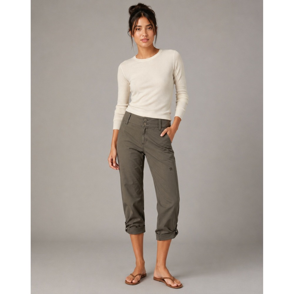 ISIS Hiking Roll tab Pants Sz 10 Brown Stretch Nylon Lightweight Outdoor Hiking